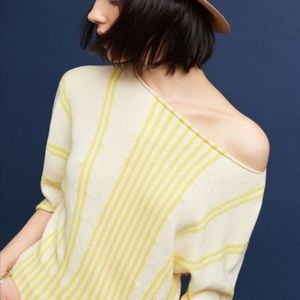 Anthropologie Moth yellow puff sleeved knit top